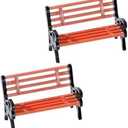 2 Pcs Miniature Park Bench Set, Mini Park Street Seats Bench Chairs Kit Dollhouse Furniture DIY Accessories for Fairy Garden Decor