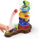 Dinosaur Ball Drop Tower for 3 4 5 6 7 8 Years Old Kids, Dino Spin Twister Toddlers Toy, Shoot Balls Toddler Montessori Toys Gifts for 3-6 Year Old Boys Girls, 2 Single Player Mode