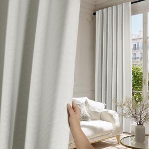 NICETOWN Room Darkening Curtains 84 inches Long Thermal Faux Linen Curtains for Bedroom 2 Panels, Pinch Pleated Light Blocking Thermal Insulated Thick Drapes for Living Room, Natural, W50 x L84