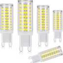 G9 Led Bulbs White 6000K(7W) 60W 75W Halogen Equivalent, T4 750Lm AC120V G9 Base Chandelier Light Bulbs for Indoor Lighting, Dimmable, 5 Pack