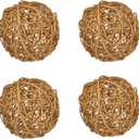 MECCANIXITY 4 Pcs Wicker Rattan Balls 3.9 Inch Rattan Decorative Balls for Centerpiece Bowls Vase Fillers Craft Home Decor Golden