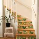 HAOKHOME Peel and Stick Wallpaper Boho Vintage Floral Contact Paper Self Adhesive Botanical Wall Paper for Accent Wall Caramel/Green 17.3in x 9.8ft