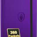 Premium 9 Pocket Card Binder for 360 Cards, Fabmaker PU Cover Trading Card Binder, Sturdy Card Collection Album, Sleek Card Holder Folders for Game Cards & Sports Cards, Purple