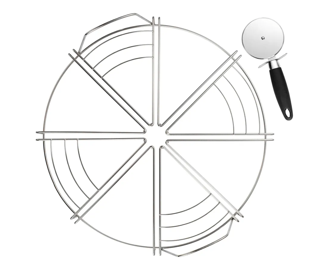 Cut Perfectly Even Slices - Pizza Cutting Guide with Pizza Cutter | 1-Pack | Ideal for 12", 14", 16" Pizzas | 8 Slices | Stainless Steel | Easy to use | Commercial Use | Cuisine Ready