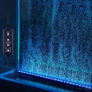 hygger Aquarium Bubble Bar with 24/7 LED Light, Quiet Fine Air Stone with Hose Check Valve, Adjustable Time Brightness Color Submersible Fish Tank Light, Air Diffuser Wall Decorations
