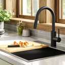 KRAUS Oletto Single Handle Pull Down Kitchen Faucet with QuickDock Top Mount Installation Assembly in Matte Black, KPF-2620MB