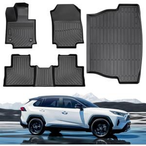 Floor Mats Custom Fit for Toyota Rav4 2025 2024 2023 2022 2021 2020 2019 (Not for Hybrid or Prime), All Weather Heavy Duty Waterproof Automotive Floor Mats for Car Liner, Black Interior Accessories