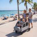 4 Seater Wagon Stroller, Large Quad Wagon for 2 3 4 Kids Baby Toddler Child with Seats, All Terrain, Triple Stroller, Adjustable Push/Pull Handles, Removable Canopy (Dark Grey)