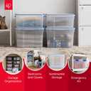 IRIS USA WeatherPro 16 Qt Storage Bins with Lids, 3 Pack, BPA-Free Plastic Gasket Box with Tight Latch and Seal, Stackable Nestable Tote Tub - Clear/Blue