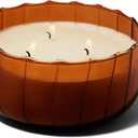 Paddywax Scented Candles Vintage Style Ripple Hand Blown Glass Collection Luxury Artisan Candle, 12-Ounce, Amber - Patchouli
