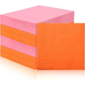 160 Pcs Pink And Orange Paper Napkins 5 * 5 Neon Napkins Orange Beverage Napkins Disposable Dessert Napkins Cocktail Luncheon Napkins For Bachelorette Party Wedding Birthday Dinner