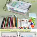 12 Pack Extra Large Pencil Box with Removable Divider, Thickened Pencil Case Bulk, Clear Crayon Marker Organizer Stackable Plastic Small Storage Containers for Pen Craft School Supplies(Grey)