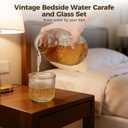 4 Sets Vintage Bedside Water Carafe and Glass Set, Embossed Clear Glass Night Water Carafe With Tumbler Glasses, Decorative Pitcher & Cup for Bedroom Bathroom Office