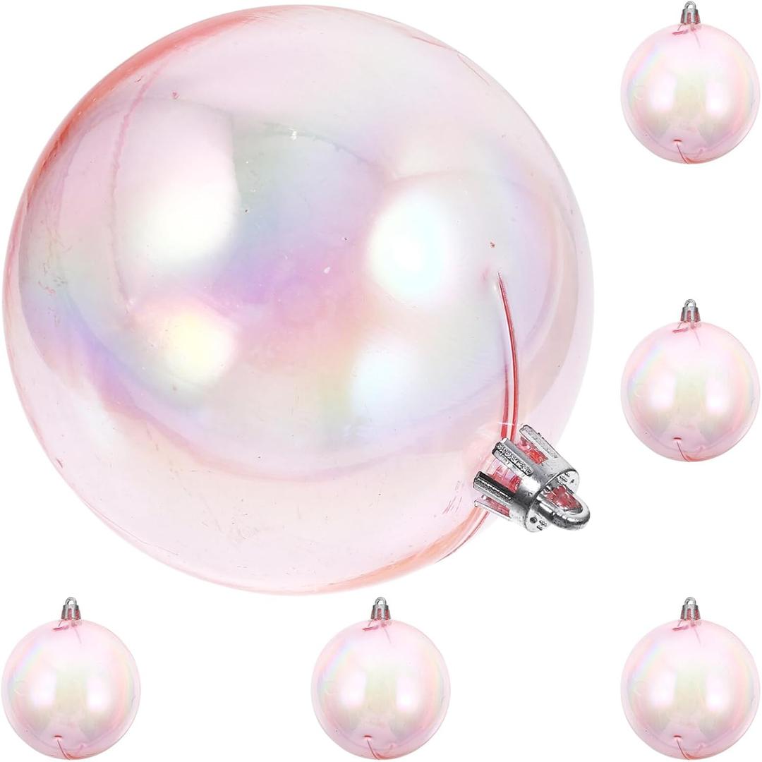 Fantasy Color Ball Decoration Pink Iridescent Hanging Ornaments for Christmas Birthday Wedding Party Home Decor 3.54 Inch Plastic Decorative Balls
