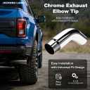 4-6 Inch Exhaust Elbow - Diesel ExhaustTip with Clamp, 4" Inlet 6" Outlet Chrome/Silver Finish,No-Weld Installation for Trucks, Cars, Pickup