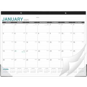 2025-2026 Desk Calendar - Desk Calendar 2025-2026, 22"x17" Desktop Calendar, Jan. 2025 - Jun. 2026, Corner Protectors, Large Ruled Blocks