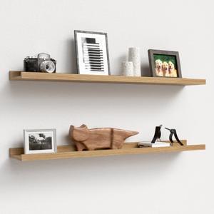 Boswillon 35.3 Inches Long Floating Shelves, 2 Set Rustic Wall Shelf for Bedroom, Nursery Book Shelf with Lip, Picture Ledge Shelf for Wall Decor Living Room Bathroom Kitchen - Oak
