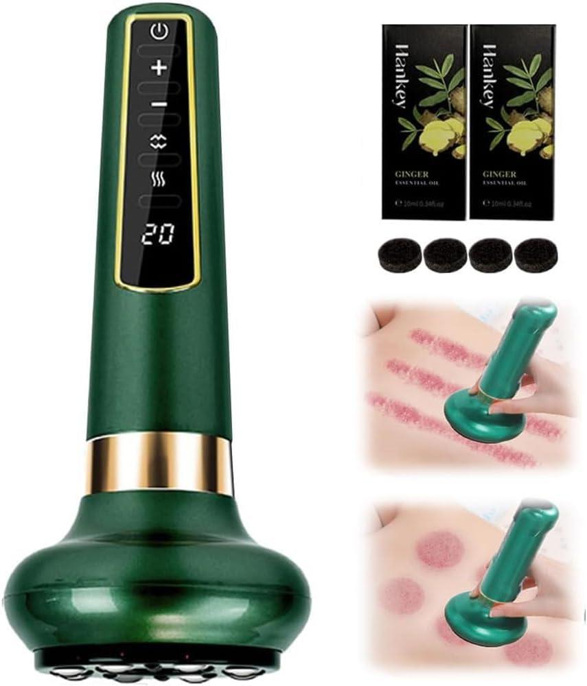 Electric Cupping Set Body Gua Sha Tool for Massage, 12 Level Adjustable Pressure with One Click Pressure Relief, Intelligent Cupping Guasha Massage Device for Back Muscle Soreness (greey)