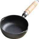 Mini Cast Iron Skillet, 4.3 inch Mini Egg Frying Pan Melting Pot with Double Drip Spouts, Small Frying Pan Oil Heating Pan Milk Butter Warmer Pot with Wood Handle for Indoor Outdoor Cooking