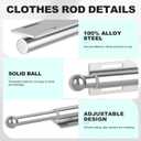 Valet Rod for Closet Retractable, 13.4"-23.2" Pull Out Clothes Hanger Rail, Heavy Duty Alloy Steel Side Mount Wardrobe Bar, Adjustable Organizer Rack for Laundry Room, Bathroom, Entrance (Nickel)