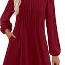 PRETTYGARDEN Fall Dresses for Women 2025 Long Sleeve Mini Short Flowy A Line Casual Holiday Party Tunic Dress Fashion Clothes (Burgundy, X-Large)