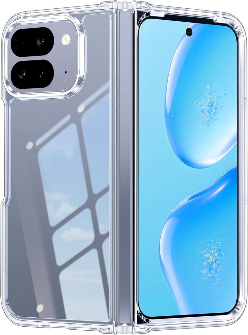 FNTCASE for Google Pixel 10-Pro-Fold Case: for Pixel 10-Pro-Fold Military Grade Drop Protection Anti Yellowing Cell Phone Cover - Transparent Protective Rugged Shockproof Phonecase, Clear