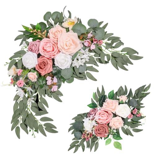 LYLYFAN Artificial Flower Swag Set of 2 for Wedding Welcome Signs Wedding Arch Flowers for Wedding Ceremony Arbor