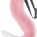 Fox Tail, Faux Fur Fox Tail Fancy Dress Halloween Cosplay Adjustable Furry Fox Tail Costume for Adult, Kids, Party (Pink)