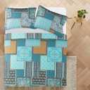VAPUTAR King Size Quilt Bedding Set - Soft Cotton King Size Bedspreads (98 * 106 in) - Lightweight Patchwork Floral Quilts for Farmhouse Bedroom (Teal/Green Chic, 3 Pieces)