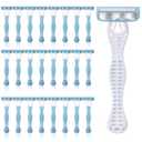 24 Pcs Women Disposable Razors Bulk 5 Blade for Sensitive Skin Individually Packaged Shaving Razors for Hotel Spa Travel Daily