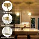 2 Pack Crystal Pendant Lights, Brushed Gold Kitchen Hanging Pendant Light Fixtures, Modern Hexagonal Crystal Pendant Lighting for Kitchen Island, Dining Room, Hallway, Foyer Entryways