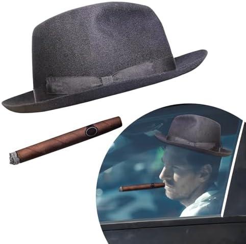 DXNQ Fedora and Cigar Window Decal, Funny Driving Fake with Hat and Cigar Car Stickers, Waterproof Driving Crooner Decals for Vehicle Window Windshield, Car Decor Accessories (Style B)