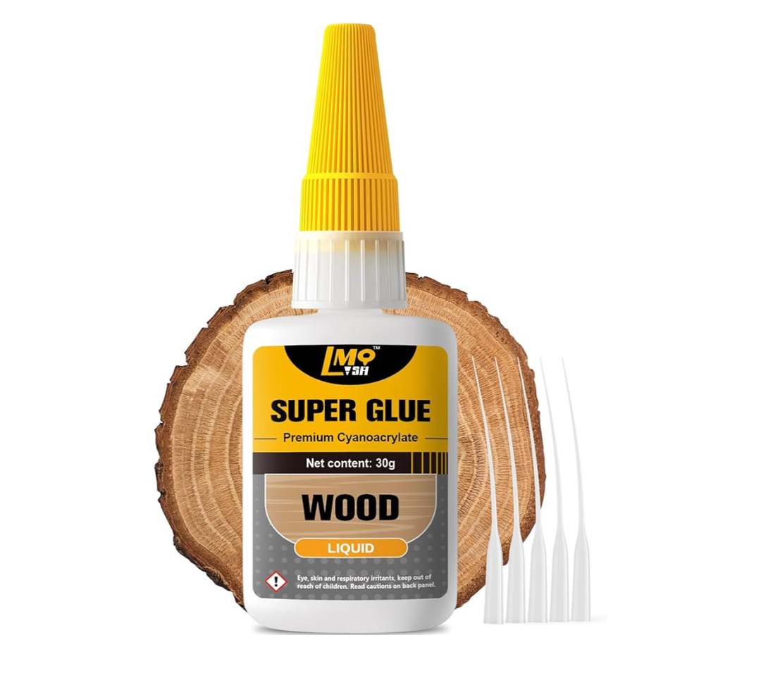 Wood Super Glue Liquid, Clear Instant Cyanoacrylate Adhesive for Wood Crafts Repair Woodworking, All Purpose CA Glue for Shoe Ceramic Plastic Leather Glass Model Metal Pottery Aquarium Porcelain Stone