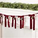 Garland Christmas Decorations Indoor, Vintage Christmas Bell Banner with Red Velvet Ribbons, Retro Brass Bells Classic Xmas Decor for Fireplace Mantle Wall Door Home Office Farmhouse Garden Outdoor