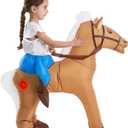 HSCTEK Toddler Inflatable Horse Ride On Costume (Large, Brown)
