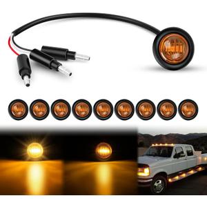 Nilight 3/4Inch Round Marker Light 10PCS Amber LED Turn Signals 3 Connectors Side Indicator Bullet Clearance Lights IP68 Waterproof for Trailer Truck Camper Van Boat Bus
