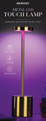 MERKURY Metal LED Touch Lamp Cordless Multicolor Mood Light