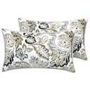LVTXIII Outdoor Lumbar Pillow Covers 12"x20", Covers ONLY, 2 Pack 30x50cm Lumbar Cushion Cover with White Piping for Home Patio Garden Sofa Bench, Dailey Tan