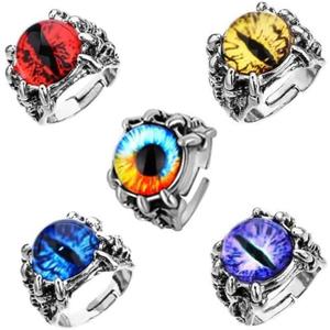Gothic Stainless Steel Evil Eye Rings Vintage Biker Punk Dragon Claw Gem Stone Ring (5pcs set)