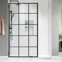 Bathroom Shower Door 37" W x 78.75" H, Frameless Fixed 3/8" (10mm) Thick Clear Tempered Glass Door Panel, Matte Black Clamp Hardware