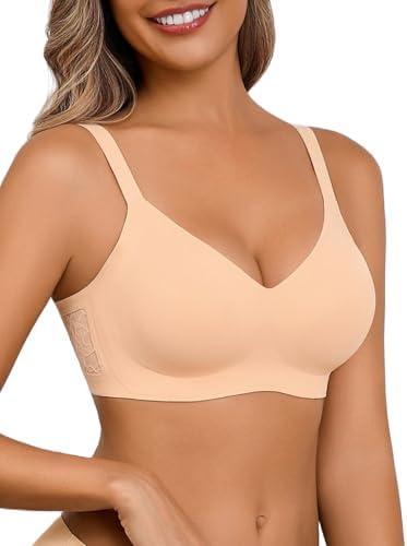 Avidlove Womens Wireless Bras Lace Seamless Bras Padded Full Coverage Bralette Comfortable V Neck T Shirt Everyday Bra, XXL B2