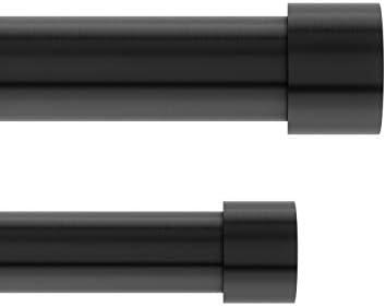 Umbra Cappa Double Curtain Rod, Includes 2 Matching Finials, Brackets & Hardware, 66 to 120-Inch, Black