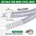 20FT 1" ID x 1.25" OD Steel Wire Suction Hose PVC Reinforced Tubing High Pressure Flexible Vinyl Hose Heavy Duty Clear Vacuum Suction Tube for Dust Collection Drain Fuel