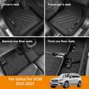 for 2016-2025 2026 Volvo XC90 Floor Mats 3 Rows Trunk Cargo Liner and 2nd 3rd Rear Seat Backrest Mat Full Set TPE All Weather Accessories (Only Fit Gas 7 Seat Full Set 10 MatsNot for Hybrid/PHEV)