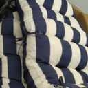EAGLE PEAK Tufted Outdoor/Indoor Seat/Back Chair Cushions, Set of 2, 42'' x 21'', Navy Blue/White