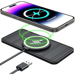 Wireless Car Charger Pad, LANSEMKU 15W Fast Car Wireless Charging Pad for Car Center Console DIY Trim-to-Fit, No Interior Damage,for iPhone 16 15 14 13 12 Pro Max, Samsung S23 S22 (30cm Cable)