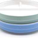 Elk and Friends Kids 6.7” Porcelain Divided Plates with Silicone Sleeves | Suitable for Babies/Kids/Toddlers | Microwave & Dishwasher Safe | Non Slip | Snack Dishes