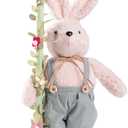 unanscre Standing Easter Bunny Gnome Decoration with 20.5''-24''Adjustable Wooden Sign, Stuffed Rabbit Doll Plush for Easter Spring Home Decor, Indoor/Outdoor Porch, Farmhouse Ornament
