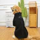 EXPAWLORER Fleece Dog Sweater With Dual D Ring, Adjustable Warm Jacket, Cold Weather Clothes, Winter Coat for Small Medium Large Dogs Boys Girls (Black)