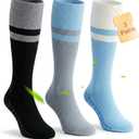 Bamboo Viscose Compression Socks - Knee-High Support for Nurses, Pregnancy, Travel (Regular/Non-slip) (Black, XL)